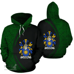 Irish Cleare Coat of Arms Irish Family Crest Hoodie Black Green Circle Style Hoodie
