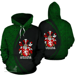 Irish McMorogh or McMorrow Coat of Arms Irish Family Crest Hoodie Black Green Circle Style Hoodie