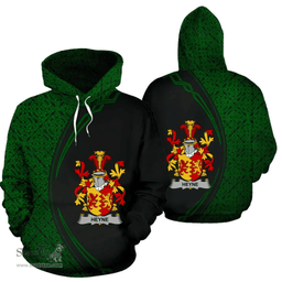 Irish Heyne or O'Heyne Coat of Arms Irish Family Crest Hoodie Black Green Circle Style Hoodie