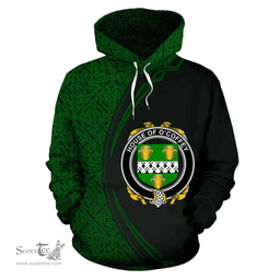 Irish House of O'COFFEY Coat of Arms Irish Family Crest Hoodie Black Green Circle Style Hoodie