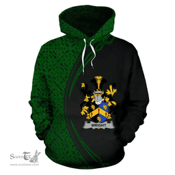 Irish Wright Coat of Arms Irish Family Crest Hoodie Black Green Circle Style Hoodie
