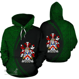 Irish Dermond or O'Dermond Coat of Arms Irish Family Crest Hoodie Black Green Circle Style Hoodie