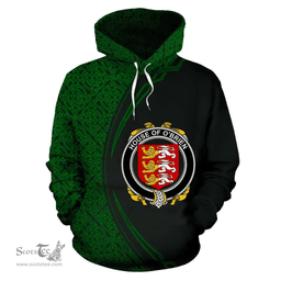 Irish House of O'BRIEN Coat of Arms Irish Family Crest Hoodie Black Green Circle Style Hoodie