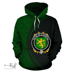 Irish House of O'FARRELL Coat of Arms Irish Family Crest Hoodie Black Green Circle Style Hoodie