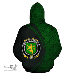 Irish House of O'FARRELL Coat of Arms Irish Family Crest Hoodie Black Green Circle Style Hoodie