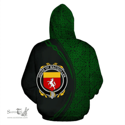 Irish House of MACQUILLAN Coat of Arms Irish Family Crest Hoodie Black Green Circle Style Hoodie