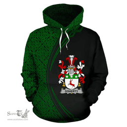 Irish Doherty or O'Doherty Coat of Arms Irish Family Crest Hoodie Black Green Circle Style Hoodie