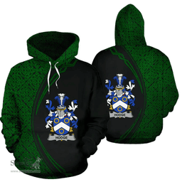 Irish Hodge Coat of Arms Irish Family Crest Hoodie Black Green Circle Style Hoodie