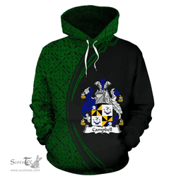 Irish Campbell Coat of Arms Irish Family Crest Hoodie Black Green Circle Style Hoodie
