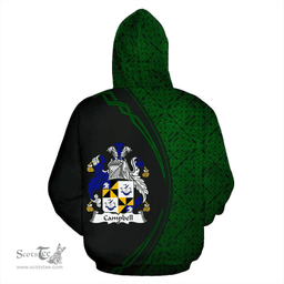 Irish Campbell Coat of Arms Irish Family Crest Hoodie Black Green Circle Style Hoodie