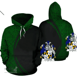 Irish Campbell Coat of Arms Irish Family Crest Hoodie Black Green Circle Style Hoodie