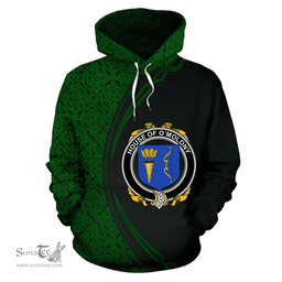 Irish House of O'MOLONY Coat of Arms Irish Family Crest Hoodie Black Green Circle Style Hoodie