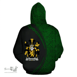 Irish Bramhall Coat of Arms Irish Family Crest Hoodie Black Green Circle Style Hoodie
