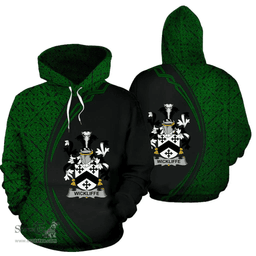 Irish Wickliffe Coat of Arms Irish Family Crest Hoodie Black Green Circle Style Hoodie