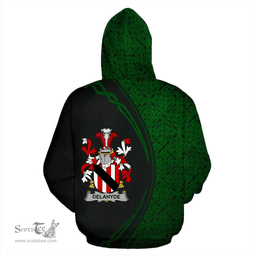 Irish Delahyde Coat of Arms Irish Family Crest Hoodie Black Green Circle Style Hoodie