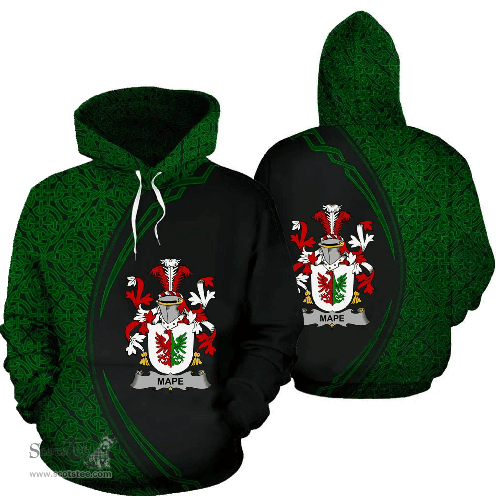 Irish Mape Coat of Arms Irish Family Crest Hoodie Black Green Circle Style Hoodie