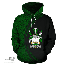 Irish Lennon or O'Lennon Coat of Arms Irish Family Crest Hoodie Black Green Circle Style Hoodie