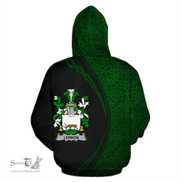 Irish Lennon or O'Lennon Coat of Arms Irish Family Crest Hoodie Black Green Circle Style Hoodie
