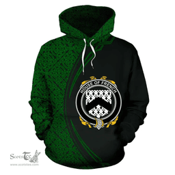 Irish House of FRENCH Coat of Arms Irish Family Crest Hoodie Black Green Circle Style Hoodie