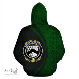 Irish House of FRENCH Coat of Arms Irish Family Crest Hoodie Black Green Circle Style Hoodie
