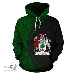 Irish McCluskey Coat of Arms Irish Family Crest Hoodie Black Green Circle Style Hoodie