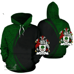 Irish McCluskey Coat of Arms Irish Family Crest Hoodie Black Green Circle Style Hoodie