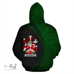 Irish Longfield Coat of Arms Irish Family Crest Hoodie Black Green Circle Style Hoodie