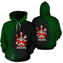 Irish Longfield Coat of Arms Irish Family Crest Hoodie Black Green Circle Style Hoodie