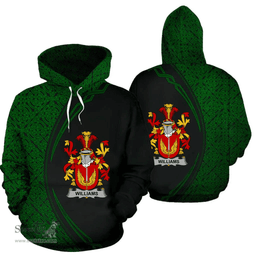 Irish Williams Coat of Arms Irish Family Crest Hoodie Black Green Circle Style Hoodie