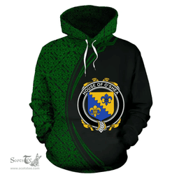 Irish House of O'SHEA Coat of Arms Irish Family Crest Hoodie Black Green Circle Style Hoodie