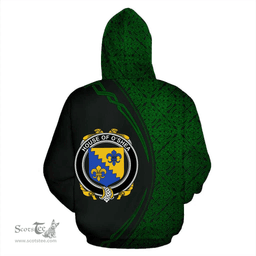 Irish House of O'SHEA Coat of Arms Irish Family Crest Hoodie Black Green Circle Style Hoodie