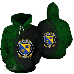 Irish House of O'SHEA Coat of Arms Irish Family Crest Hoodie Black Green Circle Style Hoodie