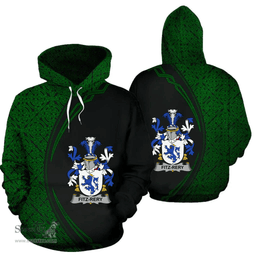 Irish Fitz-Rery Coat of Arms Irish Family Crest Hoodie Black Green Circle Style Hoodie