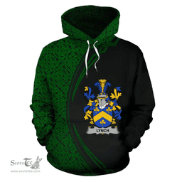 Irish Lynch Coat of Arms Irish Family Crest Hoodie Black Green Circle Style Hoodie