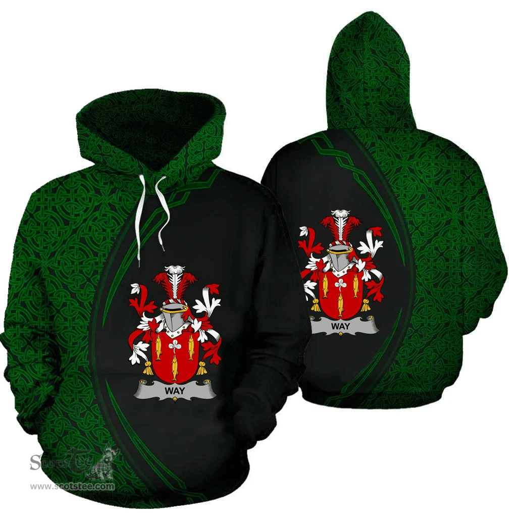 Irish Way Coat of Arms Irish Family Crest Hoodie Black Green Circle Style Hoodie