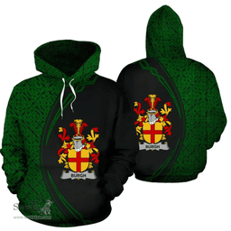 Irish Burgh Coat of Arms Irish Family Crest Hoodie Black Green Circle Style Hoodie
