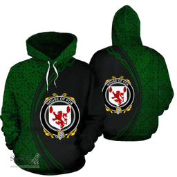 Irish House of FOX Coat of Arms Irish Family Crest Hoodie Black Green Circle Style Hoodie