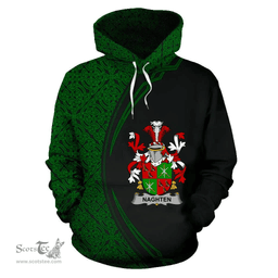 Irish Naghten or O'Naghten Coat of Arms Irish Family Crest Hoodie Black Green Circle Style Hoodie