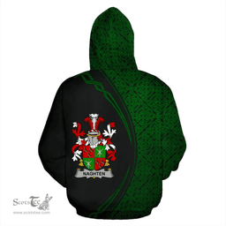 Irish Naghten or O'Naghten Coat of Arms Irish Family Crest Hoodie Black Green Circle Style Hoodie