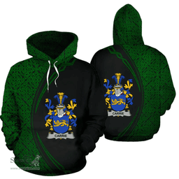 Irish Carrie or O'Carrie Coat of Arms Irish Family Crest Hoodie Black Green Circle Style Hoodie