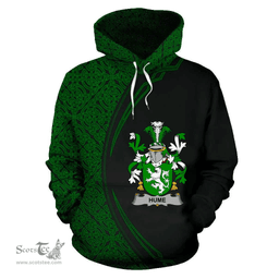 Irish Hume Coat of Arms Irish Family Crest Hoodie Black Green Circle Style Hoodie