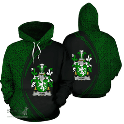 Irish Hume Coat of Arms Irish Family Crest Hoodie Black Green Circle Style Hoodie