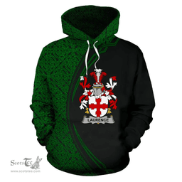 Irish Laurence Coat of Arms Irish Family Crest Hoodie Black Green Circle Style Hoodie