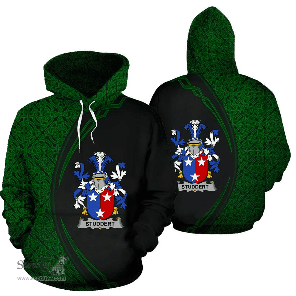 Irish Studdert Coat of Arms Irish Family Crest Hoodie Black Green Circle Style Hoodie