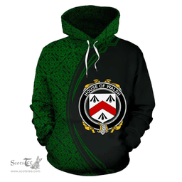 Irish House of WALSH Coat of Arms Irish Family Crest Hoodie Black Green Circle Style Hoodie