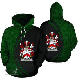 Irish Sexton Coat of Arms Irish Family Crest Hoodie Black Green Circle Style Hoodie