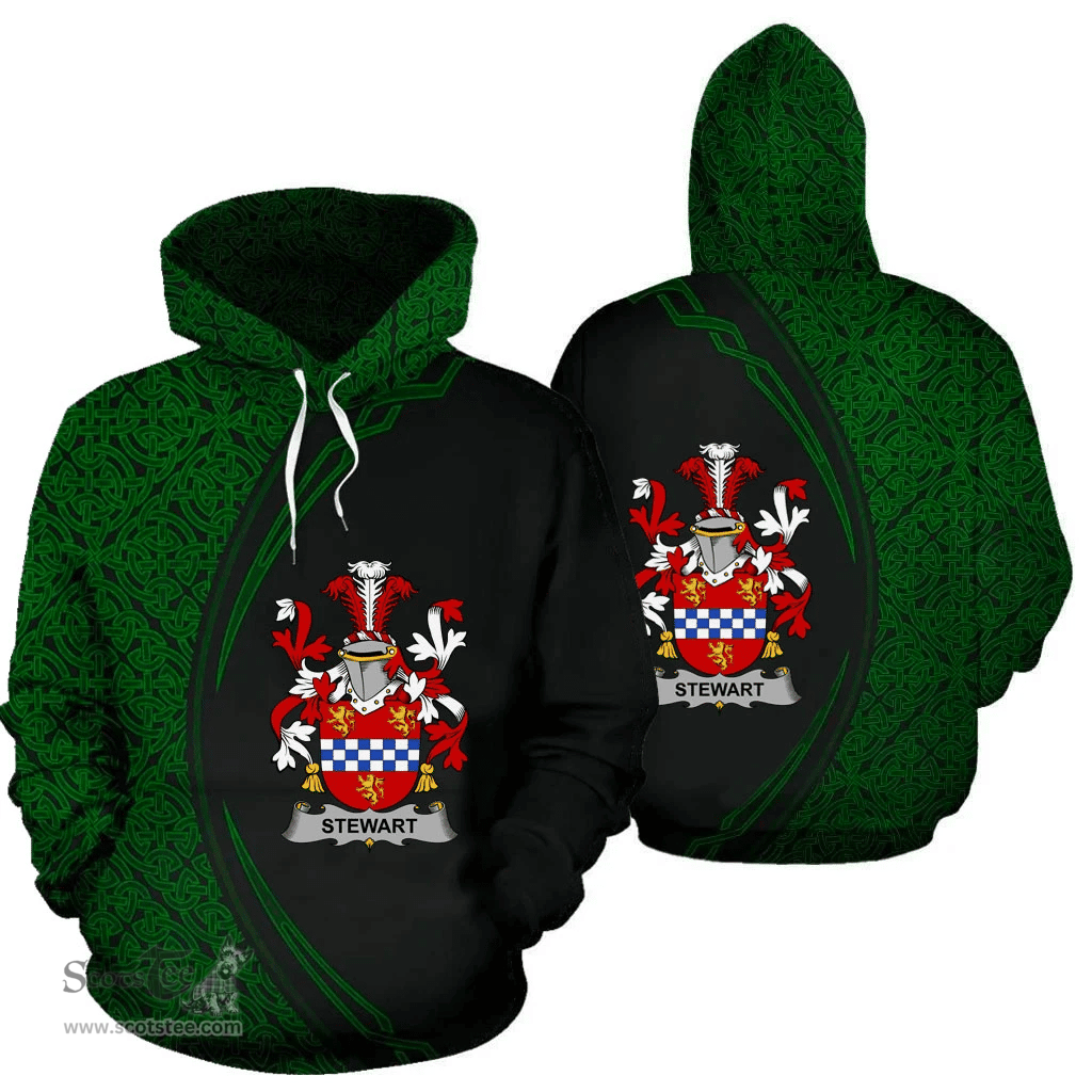 Irish Stewart Coat of Arms Irish Family Crest Hoodie Black Green Circle Style Hoodie