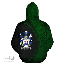 Irish Lonergan or O'Lonergan Coat of Arms Irish Family Crest Hoodie Black Green Circle Style Hoodie