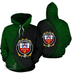 Irish House of O'MULVIHILL Coat of Arms Irish Family Crest Hoodie Black Green Circle Style Hoodie