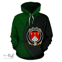 Irish House of FAGAN Coat of Arms Irish Family Crest Hoodie Black Green Circle Style Hoodie